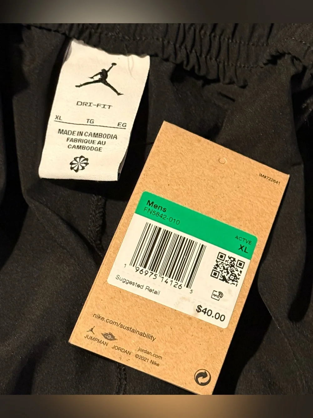 Nike Air Jordan Dri-FIT Woven Athletic Training Shorts Black Men’s XL NWT